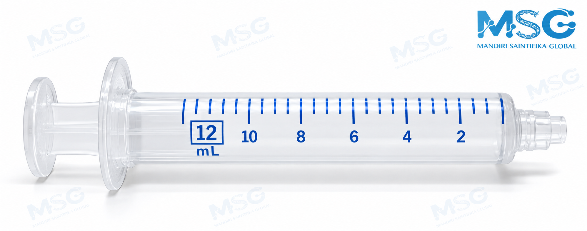 Syringe Laboratorium  12 mL, Luer Lock, Tipe 2-Part (Tanpa Karet)